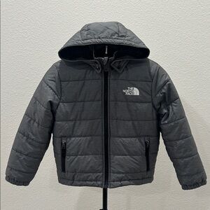 The North Face Charcoal and Black Reversible Hooded Jacket - children